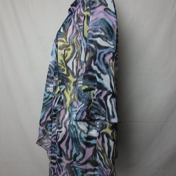 Maggie Barnes Plus Size Sheer Black Pastel Abstract Animal Print Open Jacket OX - Picture 4 of 8